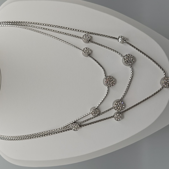 Chico's Multi 3 Strand Crystal Beaded Silver-tone Necklace - Picture 3 of 12